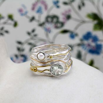 Green Amethyst And Freshwater Pearl Ring, 5 of 10