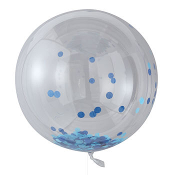 Large Blue Confetti Clear Orb Balloons Three Pack, 2 of 3