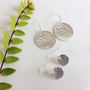 Silver Hammered Disc Earrings, thumbnail 4 of 5