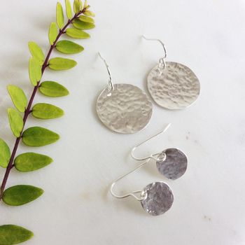 Silver Hammered Disc Earrings, 4 of 5