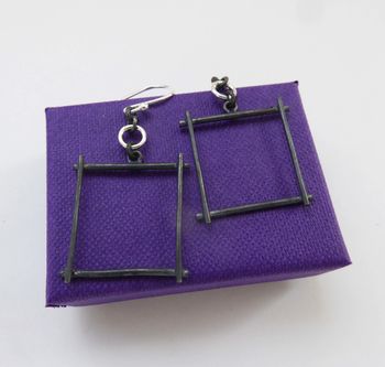 Silver Square Drop Earrings, 9 of 9