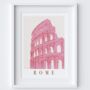 Rome, Italy Pink Cityscape Scene Travel Print, thumbnail 2 of 2