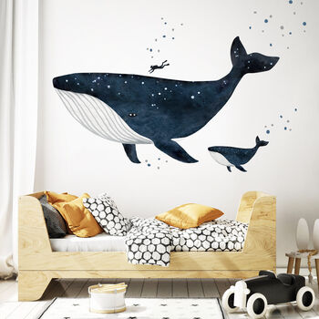 The Whale And The Diver Fabric Wall Sticker, 2 of 5