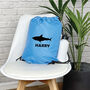 Kids Personalised Shark Drawstring Bag, thumbnail 1 of 7