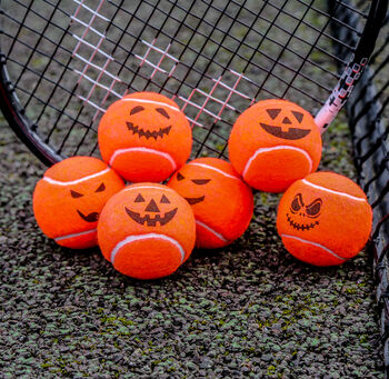 Six Spooky Pumpkin Halloween Tennis Balls, 2 of 7
