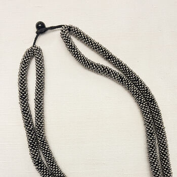 Fair Trade Handmade Glass Bead Knot Tube Necklace 55cm, 8 of 10