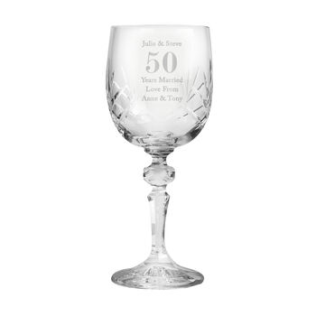 Engraved Cut Crystal Age Wine Glass, 5 of 7