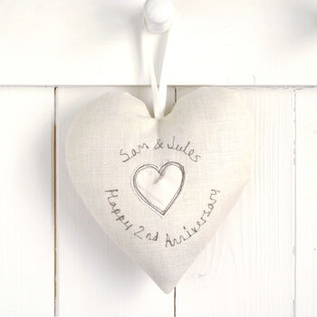 Personalised 2nd Cotton Wedding Anniversary Heart Gift, 5 of 10