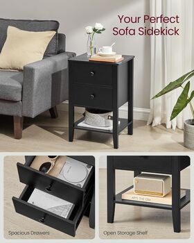 Set Of Two Bamboo Bedside Tables End Tables Ink Black, 5 of 6