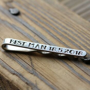 Best Man Personalised Silver Tie Slide, 3 of 9