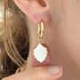 Conch Shell Flat Charm Plated Hoop Earrings, thumbnail 1 of 6