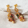 Multicoloured Tourmaline Beaded Cluster Drop Earrings, thumbnail 4 of 5