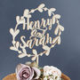 Personalised Floral Couples Wooden Wedding Cake Topper, thumbnail 2 of 4