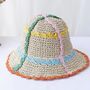 Monaco Cream Rose Ombré Stripe Multi Straw Hat, thumbnail 1 of 4