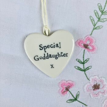 Goddaughter Porcelain Heart Hanging Sign, 3 of 5