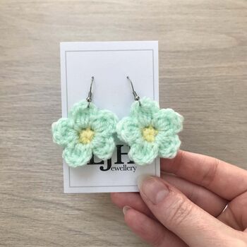 Crochet Daisy Flower Earrings, 11 of 11