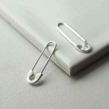 Sterling Silver Safety Pin Earrings, 2 of 6