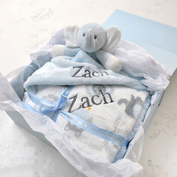 Personalised Blue Blanket And Comforter Set, 2 of 7