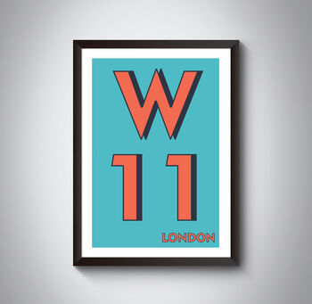 W11 Notting Hill London Postcode Typography Print, 3 of 11