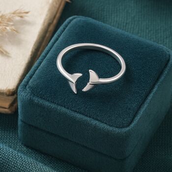Sterling Silver Adjustable Whale Tail Ring, 3 of 8
