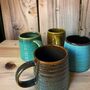 Set Of Four Reactive Glaze Mugs In Lagoon Glazes, thumbnail 9 of 9