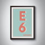 E6 Barking London Typography Postcode Print, thumbnail 5 of 10