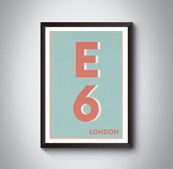 E6 Barking London Typography Postcode Print, 5 of 10
