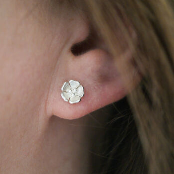 9ct Gold Blossom Stud Earrings, 2 of 3