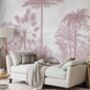 Palm Of The Ucayali Amazon Mural In Blush Pink, thumbnail 1 of 5