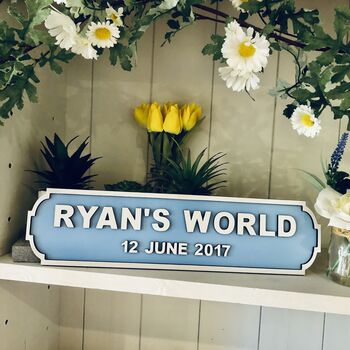 Personalised New Baby Name Vintage Wooden Road Sign, 5 of 8