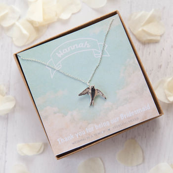 Personalised Silver Swallow Necklace, 6 of 9