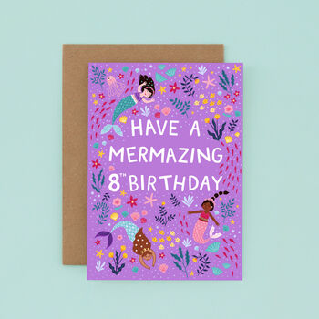 Any Age Mermaid Birthday Card, Girls Birthday Card, 9 of 9