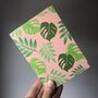 Monstera On Pink A6 Lined Notebook, thumbnail 2 of 5