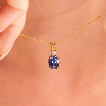 Blue Sapphire Pendant Necklace In Sterling Silver And Gold, 5 of 12