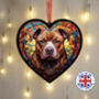 Staffordshire Bull Terrier Stained Glass Effect Heart Suncatcher, thumbnail 4 of 7