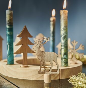 Wooden Table Ring Advent Wreath, 3 of 4