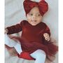 Red Velvet Baby Girls Leotard Tutu Dress, thumbnail 3 of 6