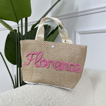 Personalised Mini Straw Hand Bag, 3 of 5