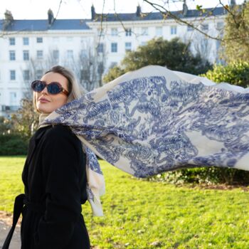 Blue Willow Tiger Print Scarf In Personalised Gift Box, 7 of 7