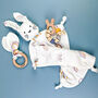 Rainbow Bunny Muslin New Baby Gift Set In Keepsake Box, thumbnail 5 of 8