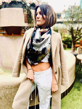 Limited Edition Kakuru Lanterns Japanese Crane Birds Blossoms And Lanterns 100% Silk Scarf, 10 of 12