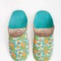 Margot | Women's Cotton And Leather Patterned Slippers, thumbnail 2 of 6