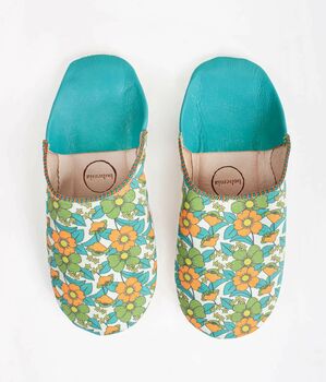 Margot | Women's Cotton And Leather Patterned Slippers, 2 of 6