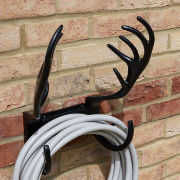 Stag Antlers Hose Pipe Holder Black Finish, 2 of 5