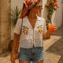 Tie Fastening Mediterranean Style White Fruit Shirt, thumbnail 6 of 6