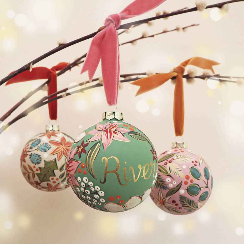 Personalised Hand Painted Floral Baubles, 1 of 12