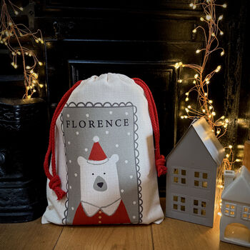 Personalised Christmas Eve Polar Bear Santa Sack, 2 of 6