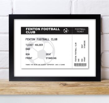 Personalised Football Ticket A4 Black Framed Print, 3 of 4
