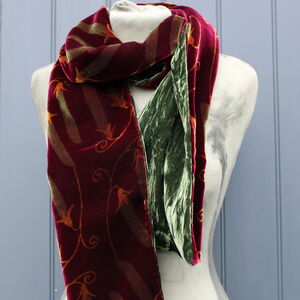 Pea Pods Velvet Scarf By Trisha Needham