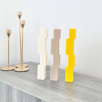 Colourful Block Pillar Candle Geometric Dinner Candles, 2 of 6